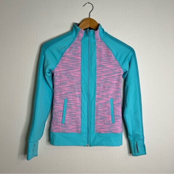IVIVVA Girls Reversible Zip-Up Jacket Gray Teal Full Zip Pockets Activewear 10 - Picture 13 of 16